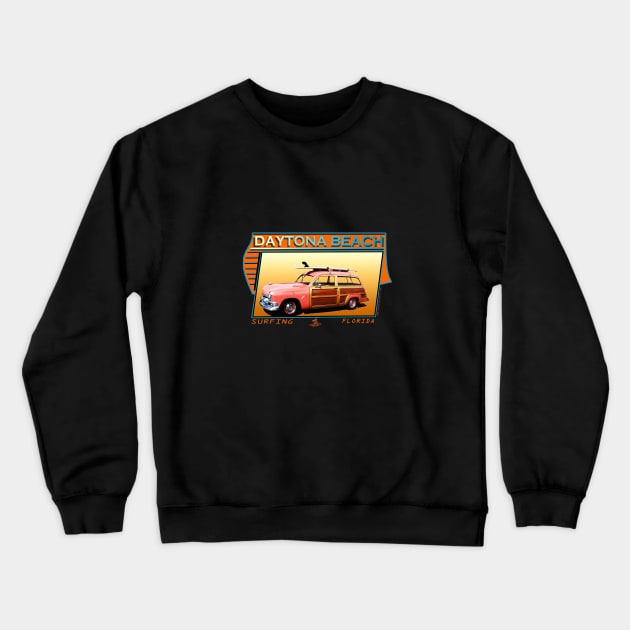 DAYTONA BEACH FLORIDA SURFING Crewneck Sweatshirt by Larry Butterworth